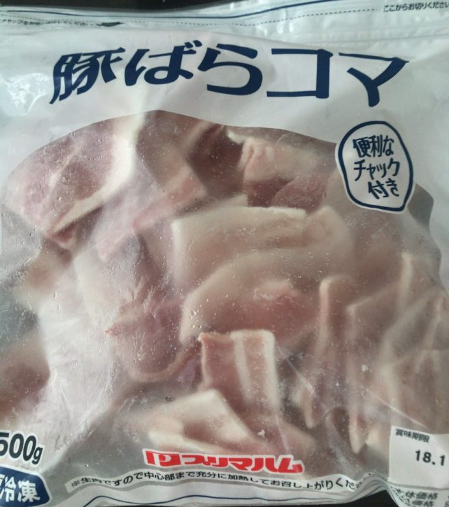 セブンイレブンの冷凍豚ばらコマ（プリマハム製）